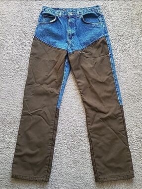 Wrangler ProGear Brush Guard Jeans Mens 34x34 Blue Denim Double Knees Hunting